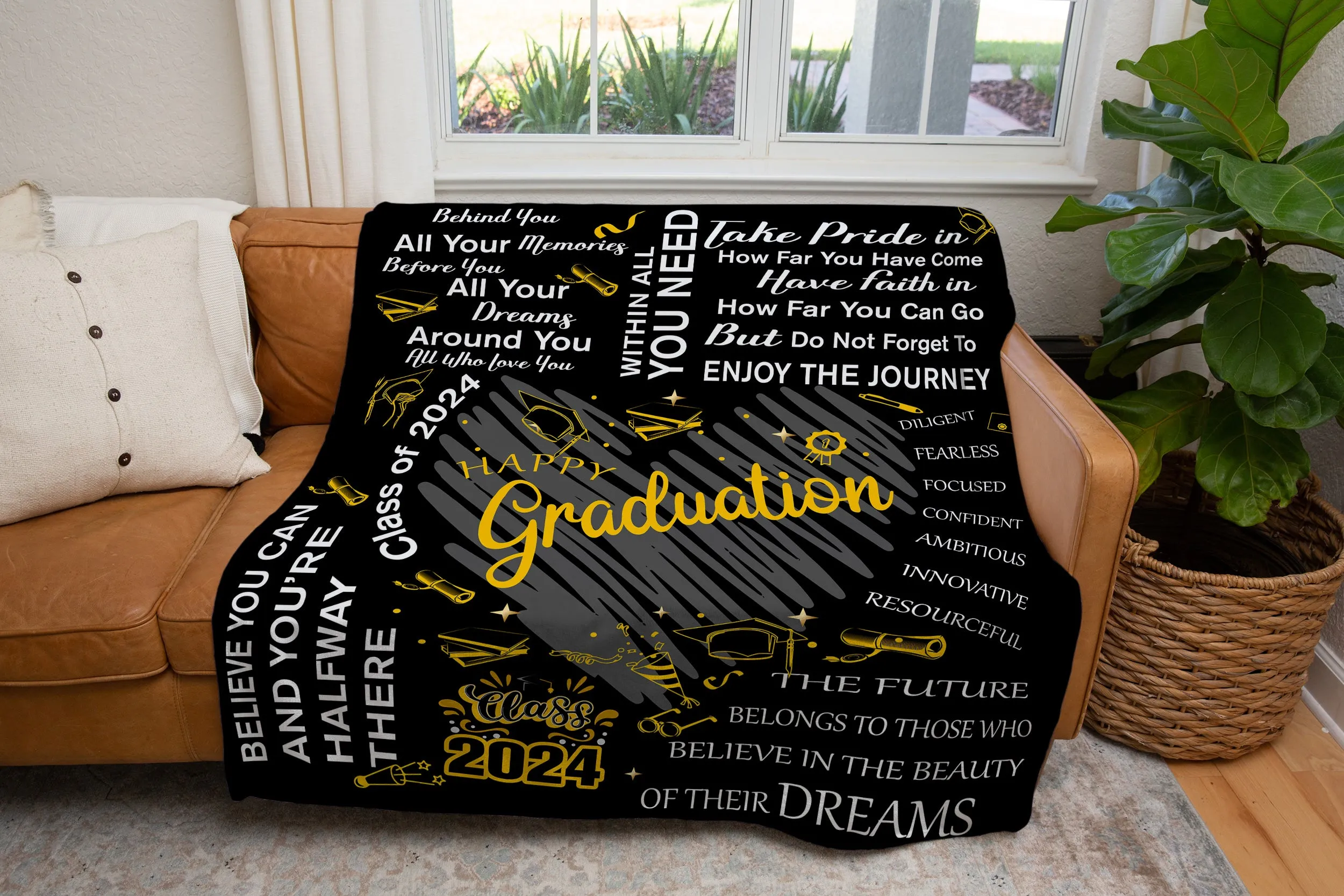 Personalized Happy 2024 Graduation  Blankets