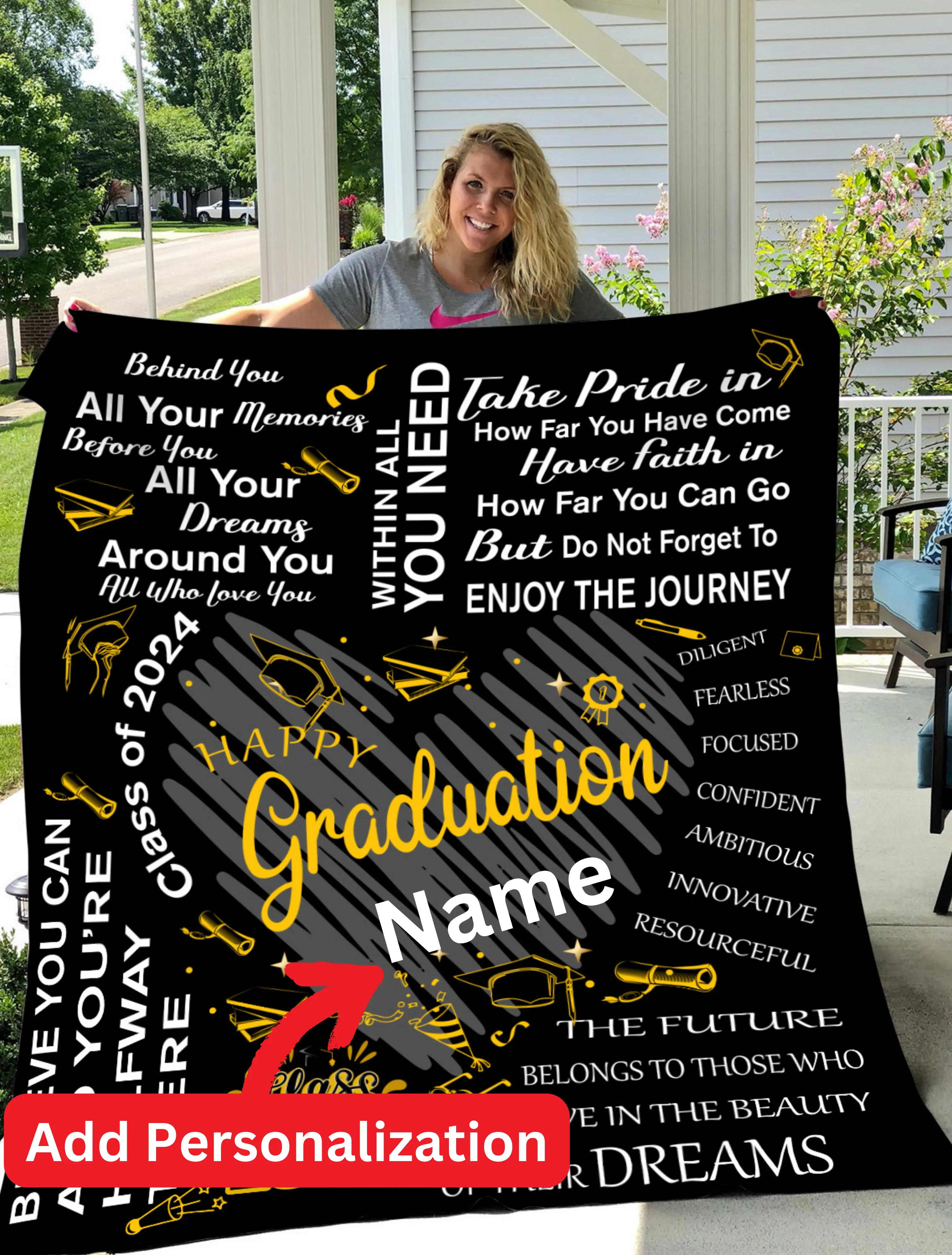 Personalized Happy 2024 Graduation  Blankets