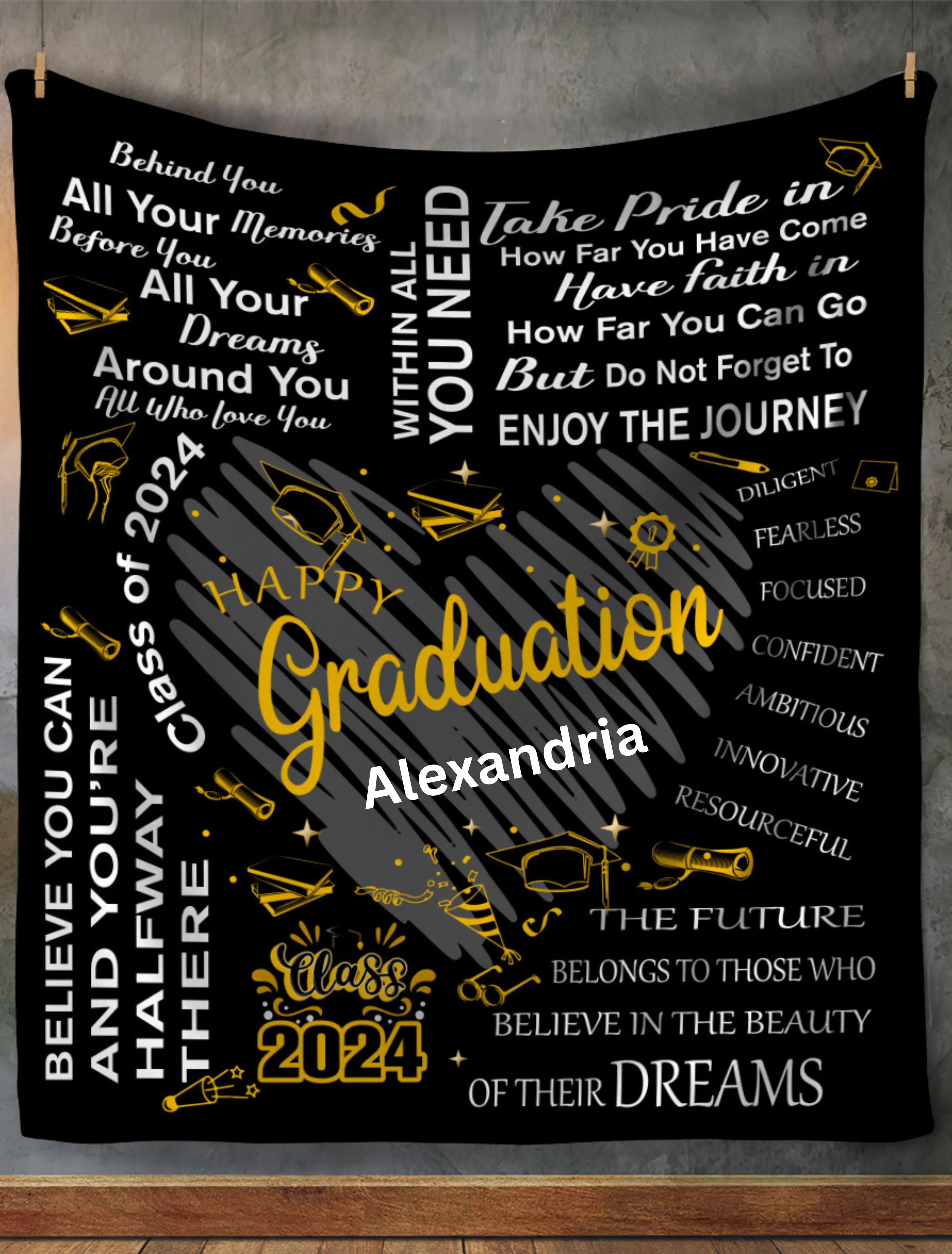 Personalized Happy 2024 Graduation  Blankets