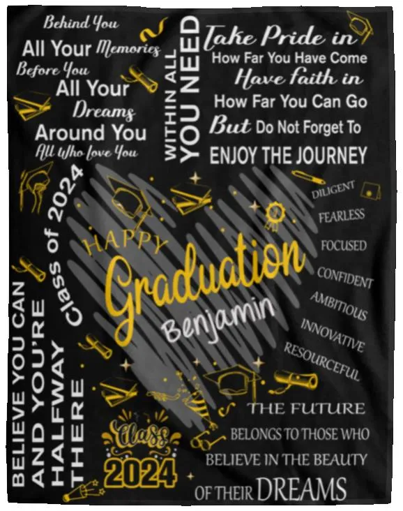 Personalized Happy 2024 Graduation  Blankets