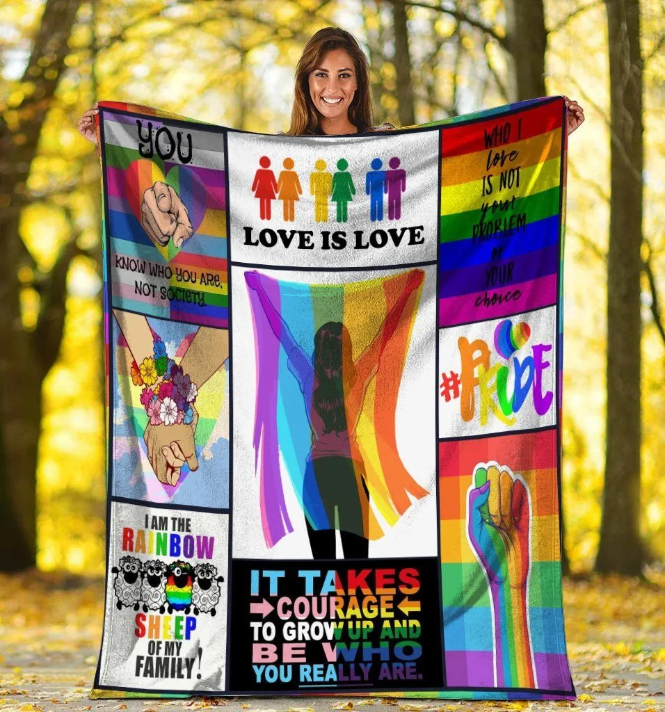 Rainbow Pride Blanket For Lesbian, Who I Love Is Not Your Problem Blankets, Pride Gift