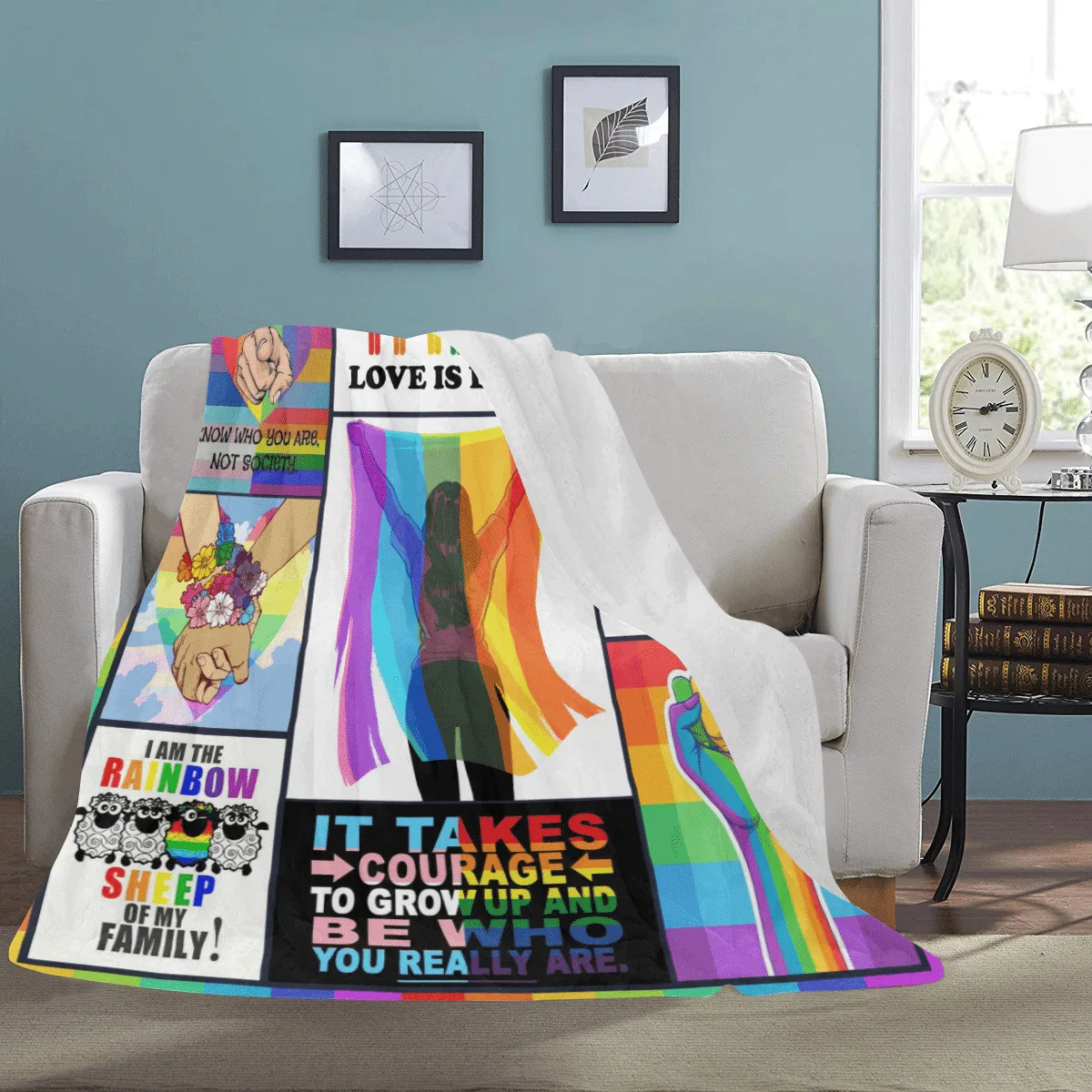 Rainbow Pride Blanket For Lesbian, Who I Love Is Not Your Problem Blankets, Pride Gift