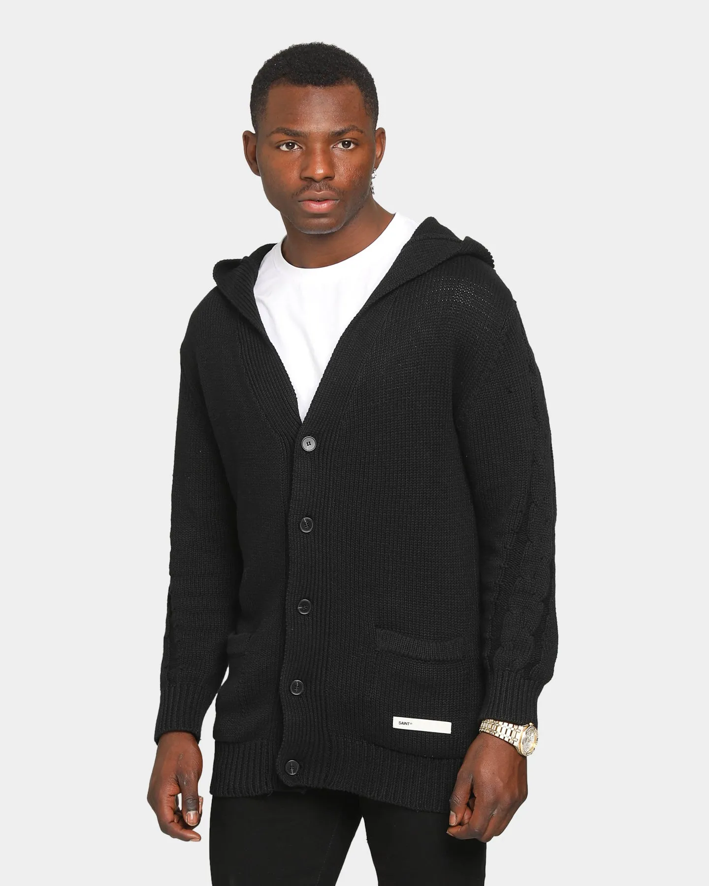 Saint Morta Crusader Cable Knit Cardi Black