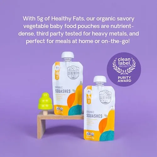 Serenity Kids 6  Months Usda Organic Veggie Puree Baby Food Pouches 3.5 Ounce