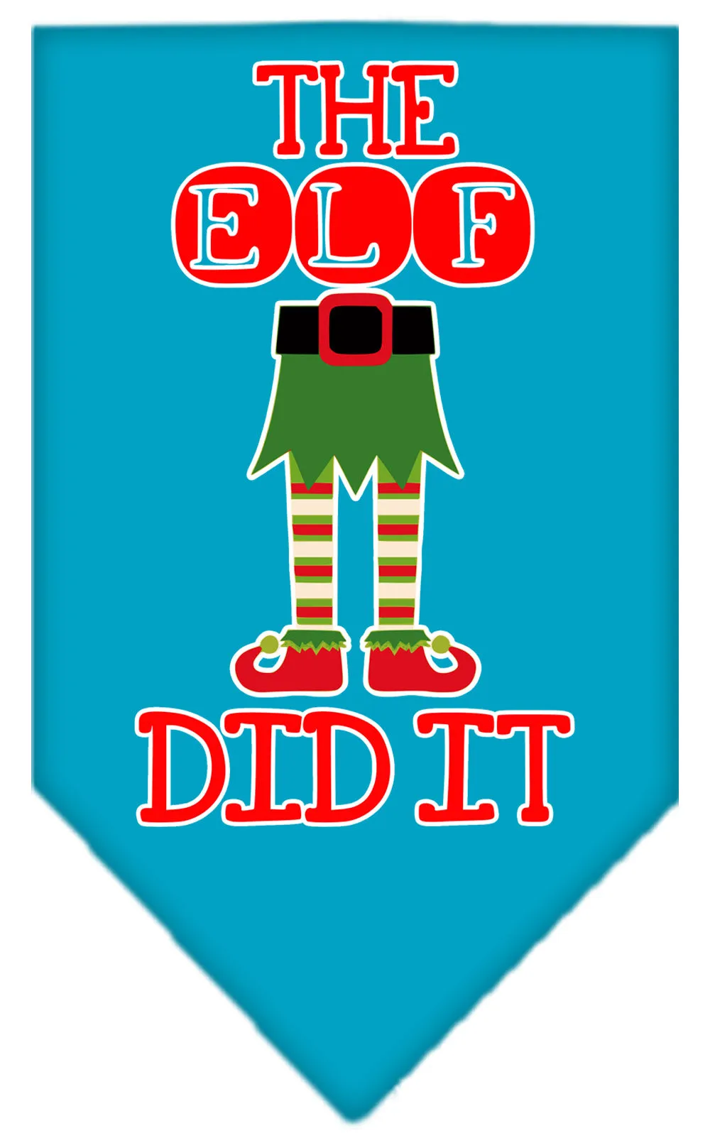 The Elf Did It Screen Print Bandana Turquoise Large