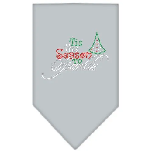 Tis The Season To Sparkle Rhinestone Bandana Grey Small