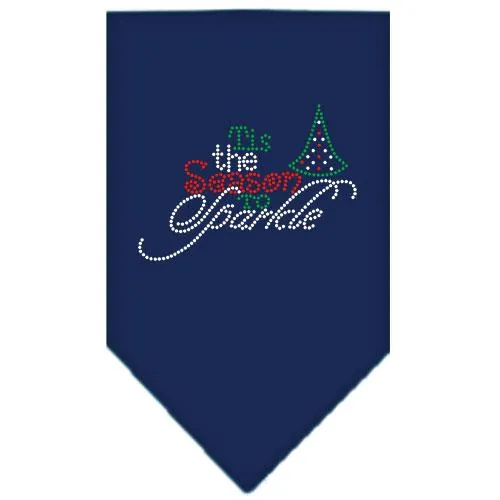 Tis The Season To Sparkle Rhinestone Bandana Navy Blue Small