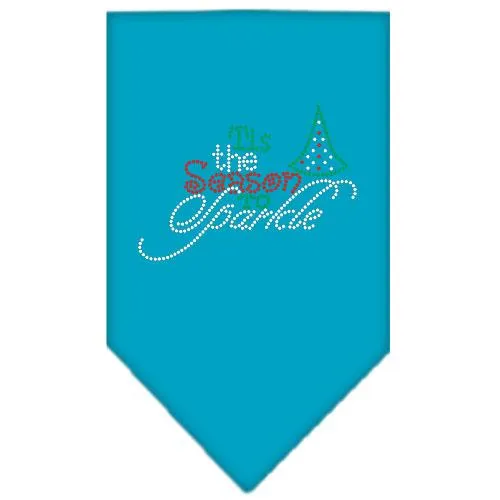 Tis The Season To Sparkle Rhinestone Bandana Turquoise Small