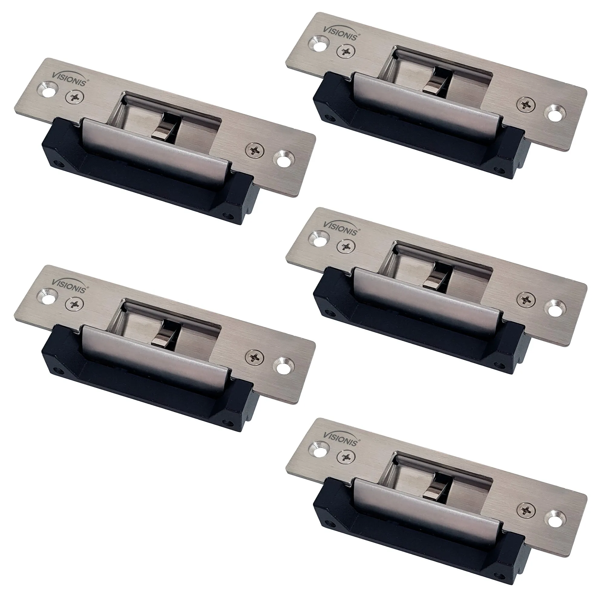 Visionis 5 Pack EL104-PK5 With VIS-EL104-FSESA 770lbs Electric Door Strike For Wood And Metal Doors 12V Fail Safe Normally Closed And Fail Secure Normally Open Adjustable