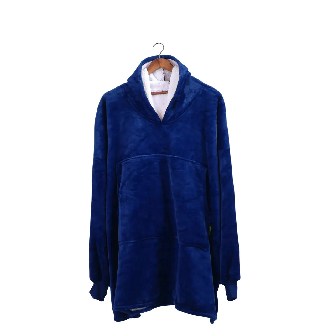 Winona Soft Blanket Plush Warm Fleece Sherpa Hoodie Sweatshirt Huggle Pajamas - Navy