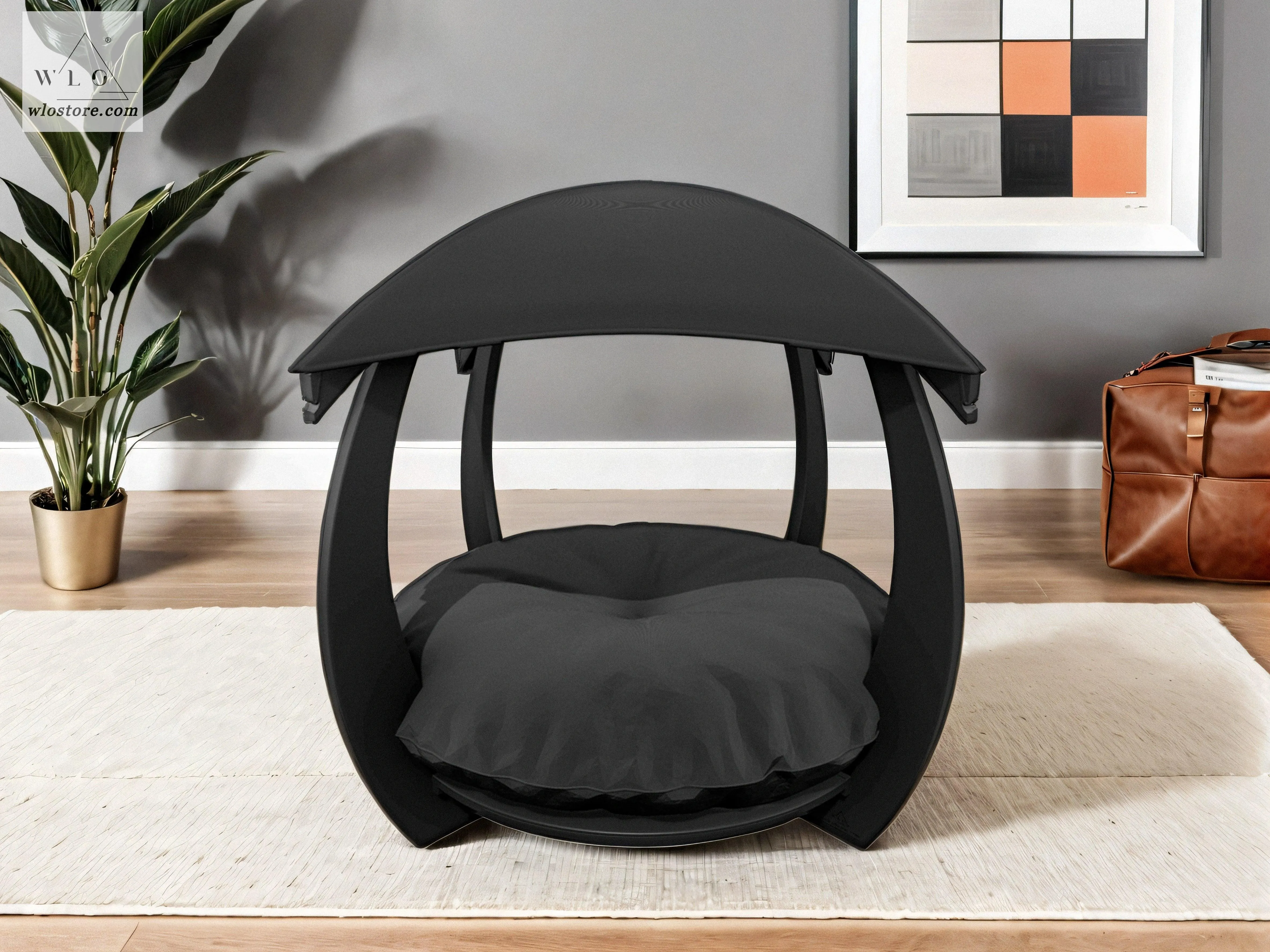 WLO® Black Circular Modern Dog House