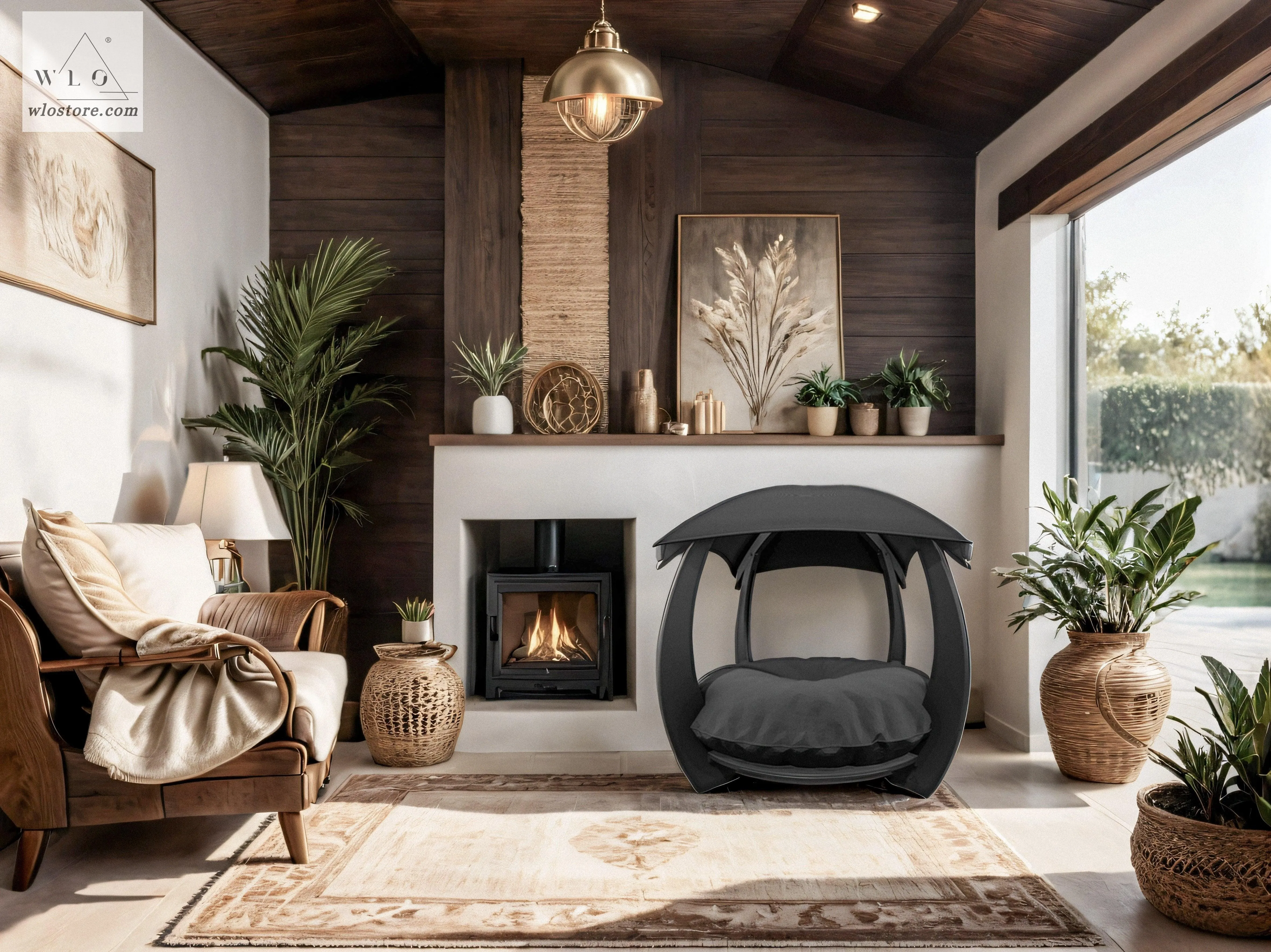 WLO® Black Circular Modern Dog House