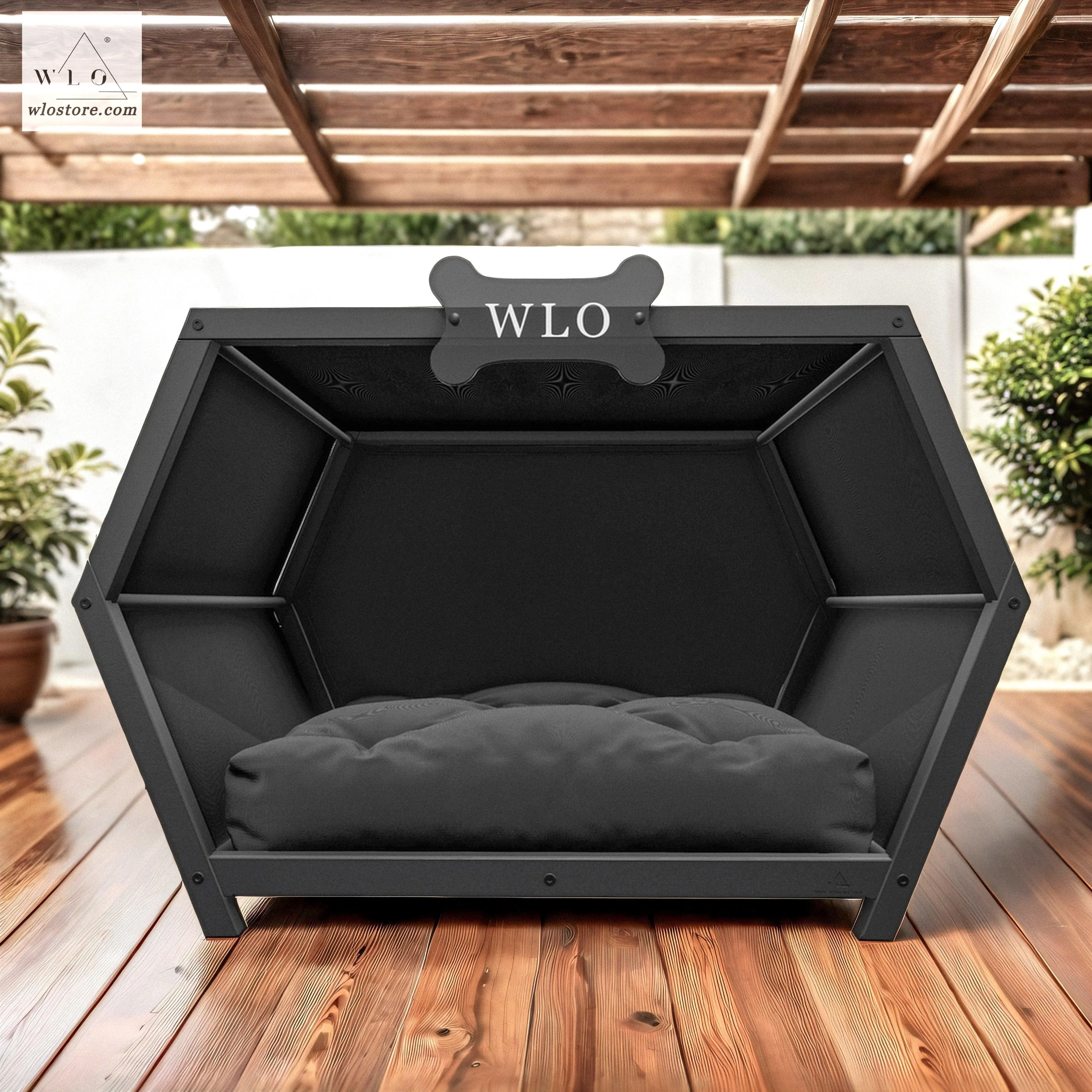 WLO® Black Hexxon Elevated Modern Dog House