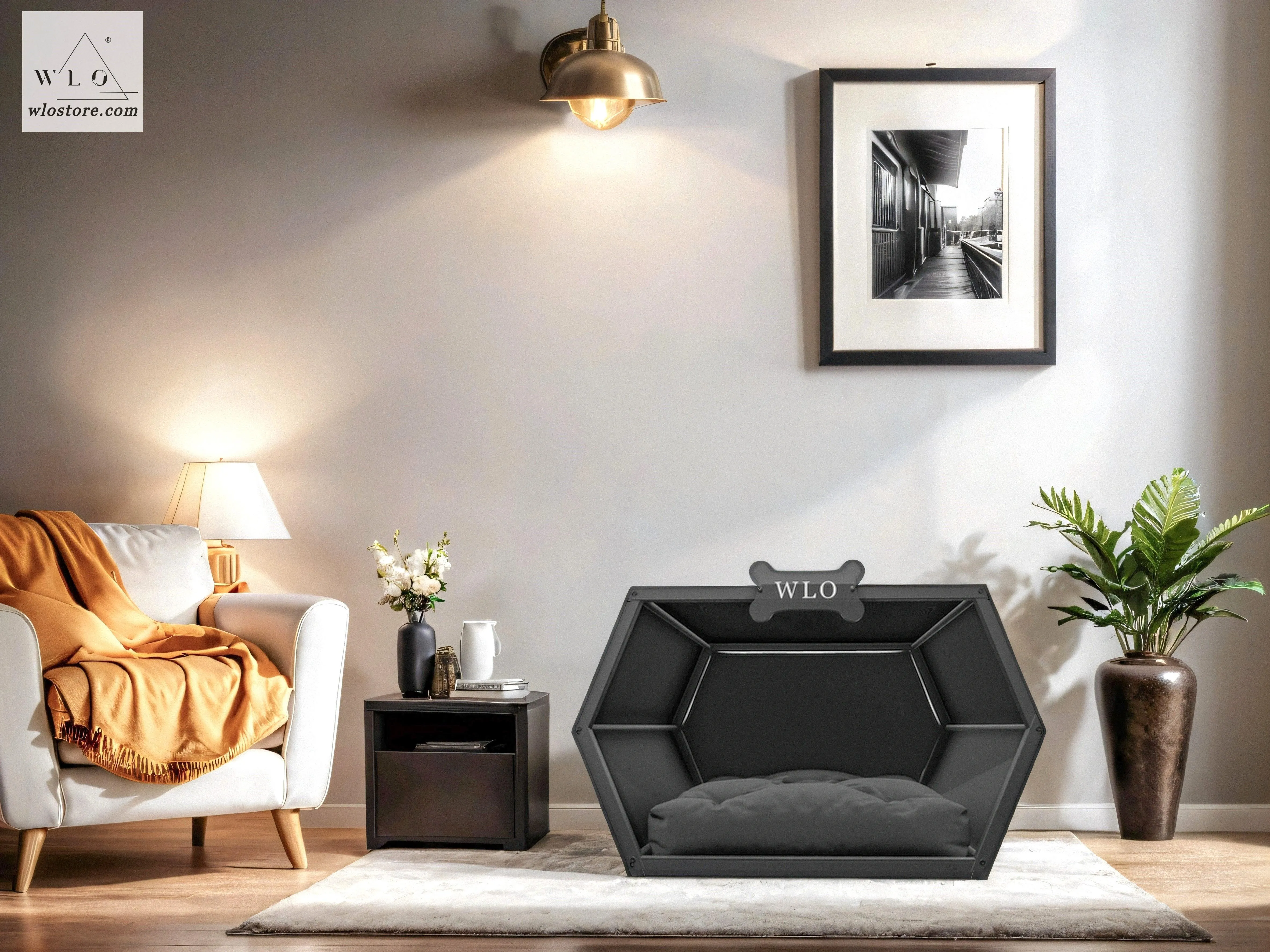 WLO® Black Hexxon Modern Dog House