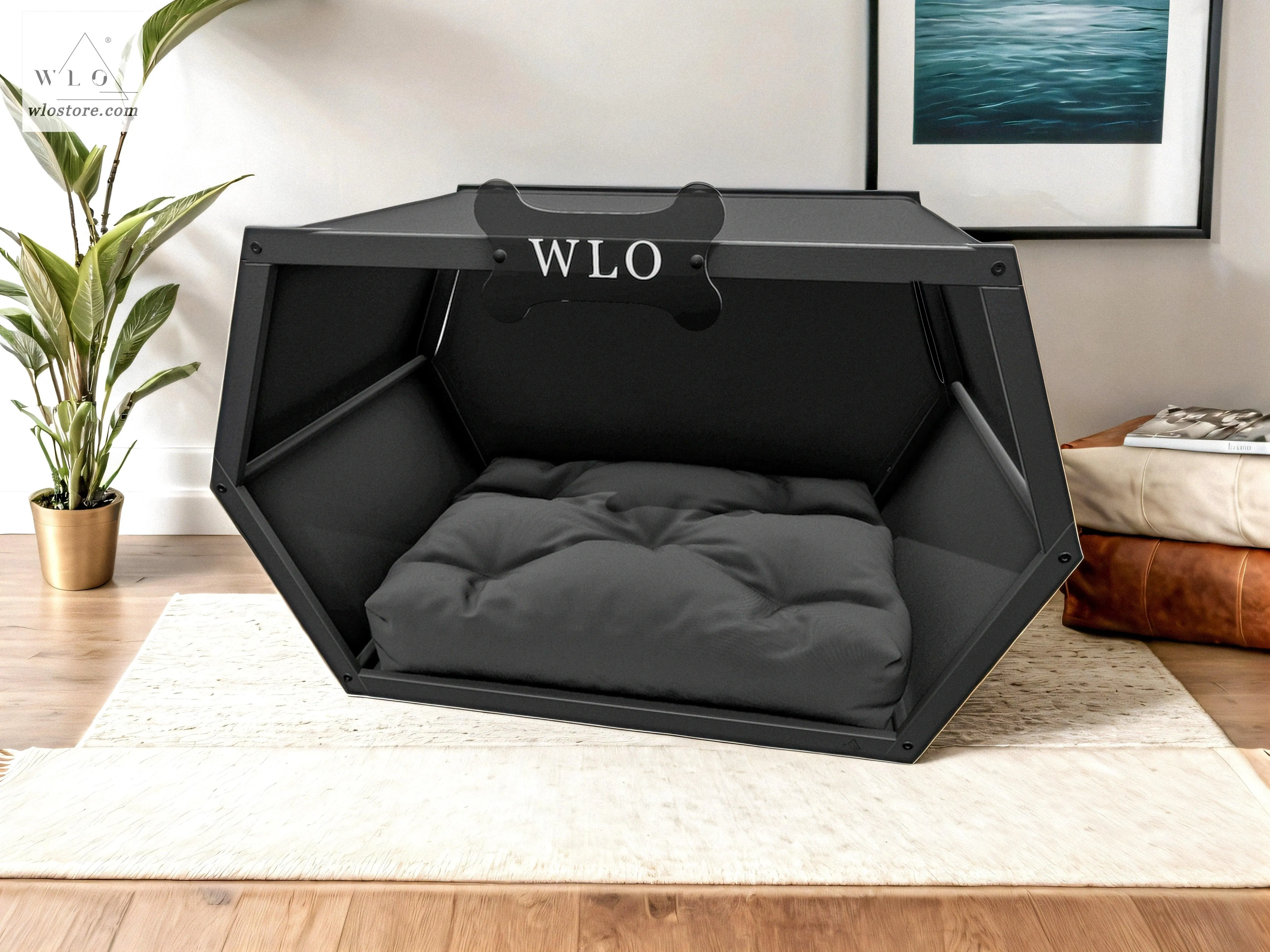 WLO® Black Hexxon Modern Dog House