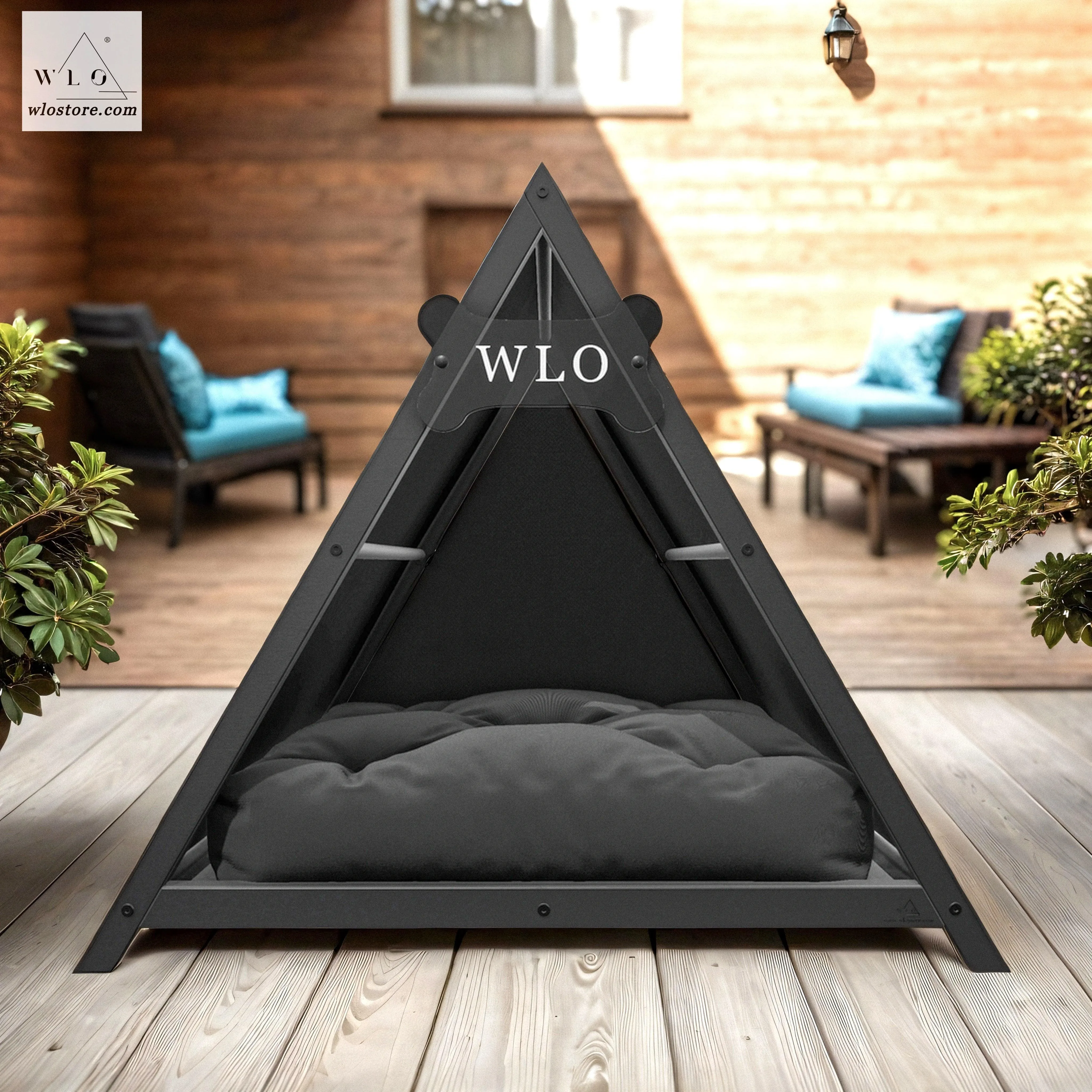 WLO® Black Lakota Elevated Modern Dog House