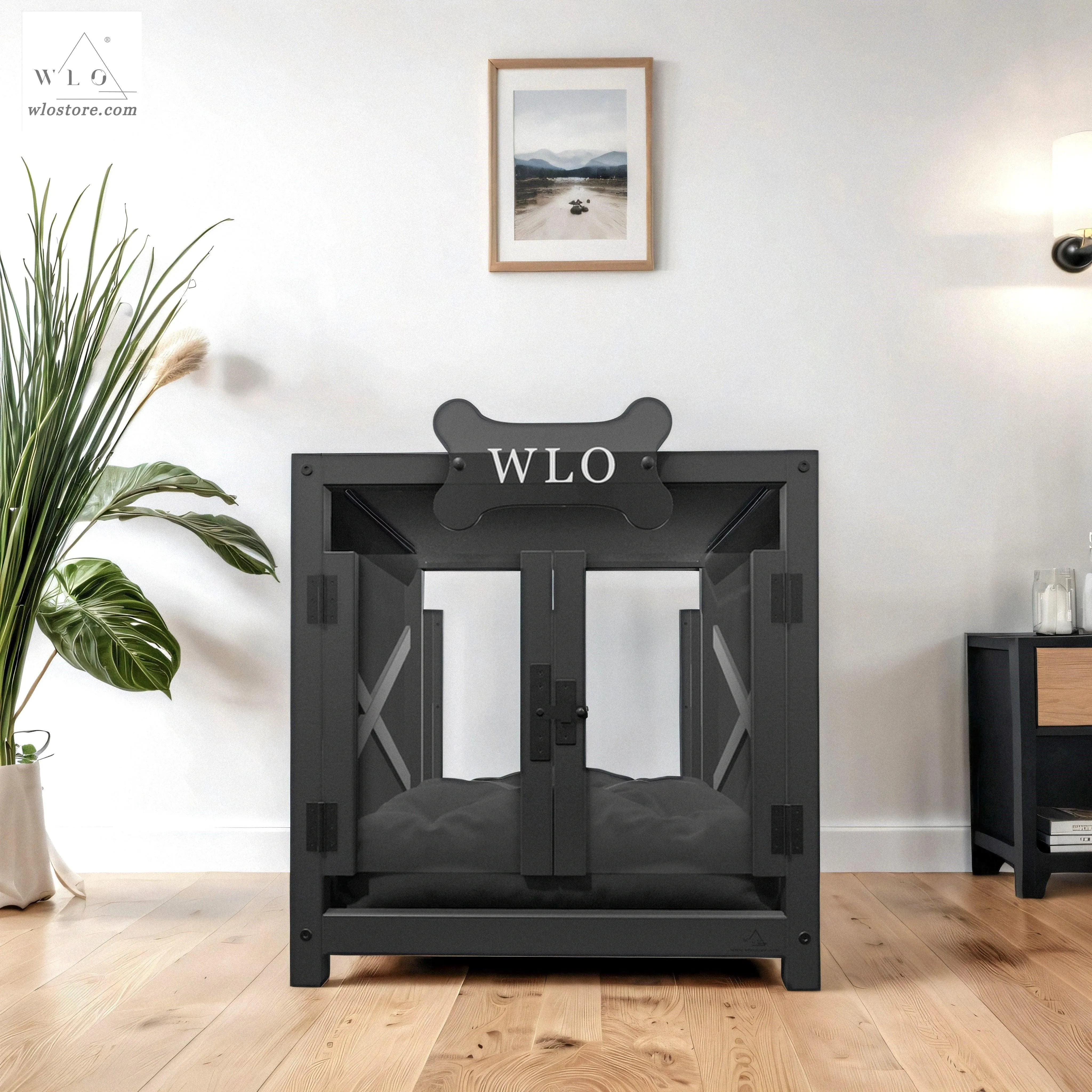 WLO® Black Pueblo Elevated Modern Dog House