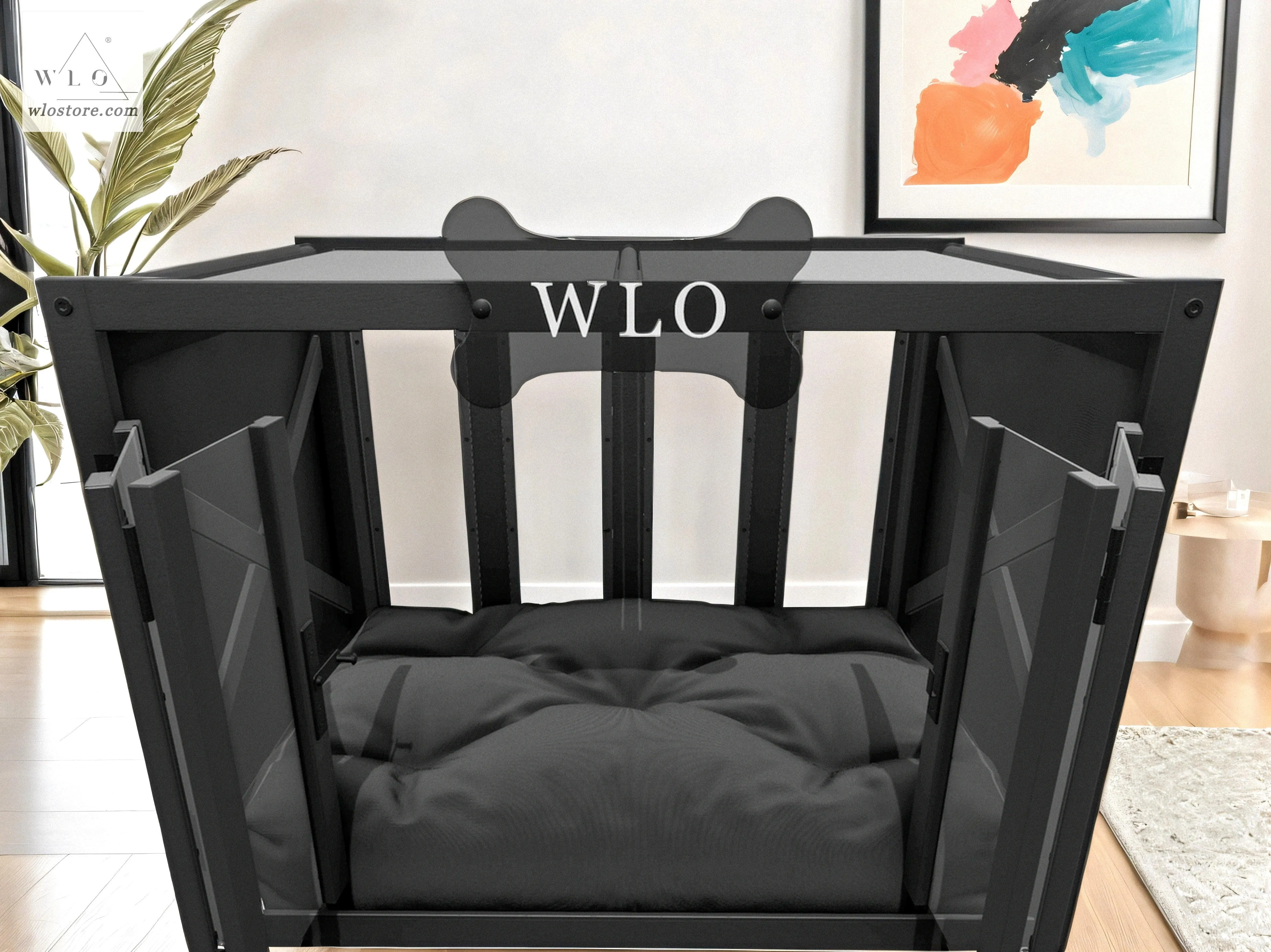 WLO® Black Pueblo Elevated Modern Dog House