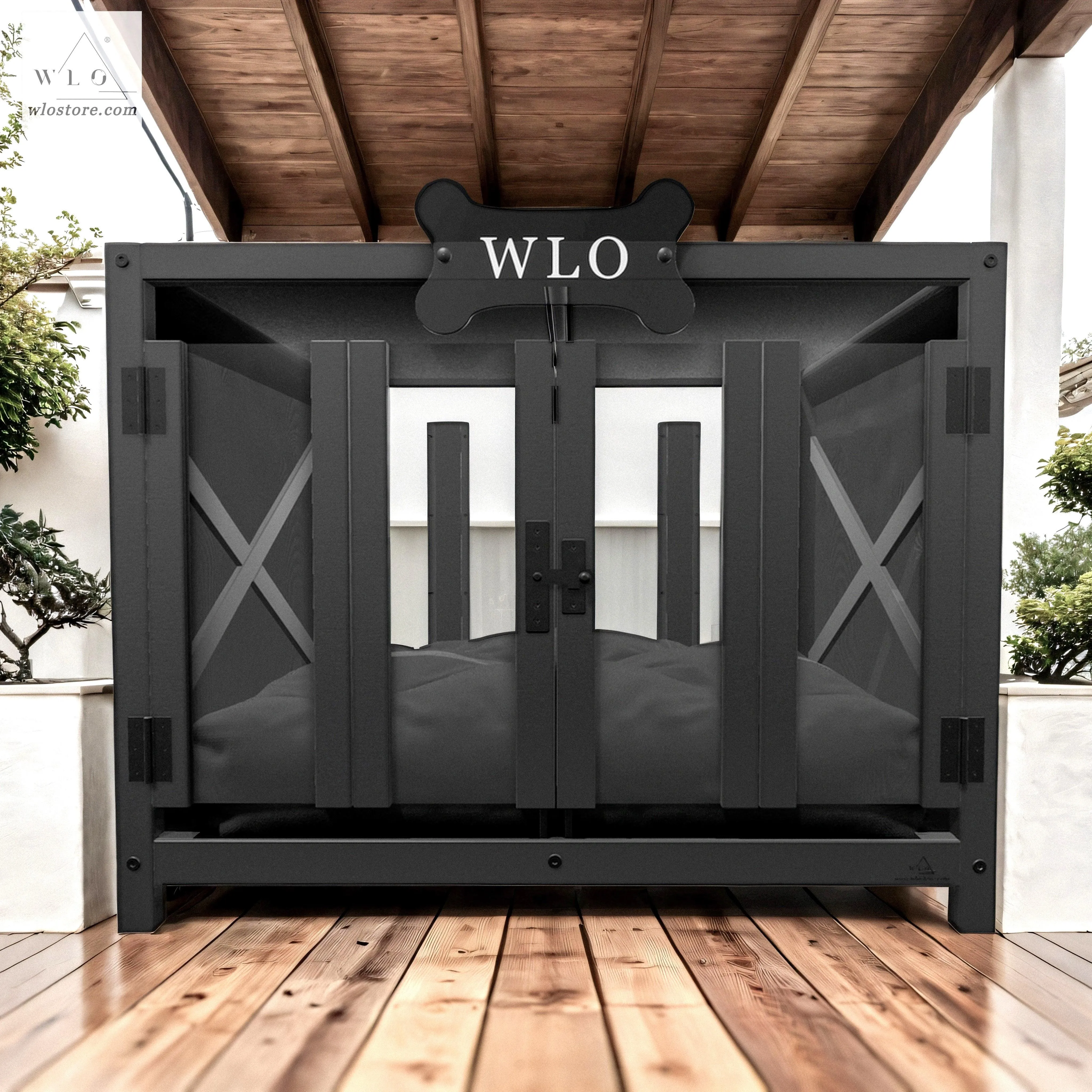 WLO® Black Pueblo Elevated Modern Dog House