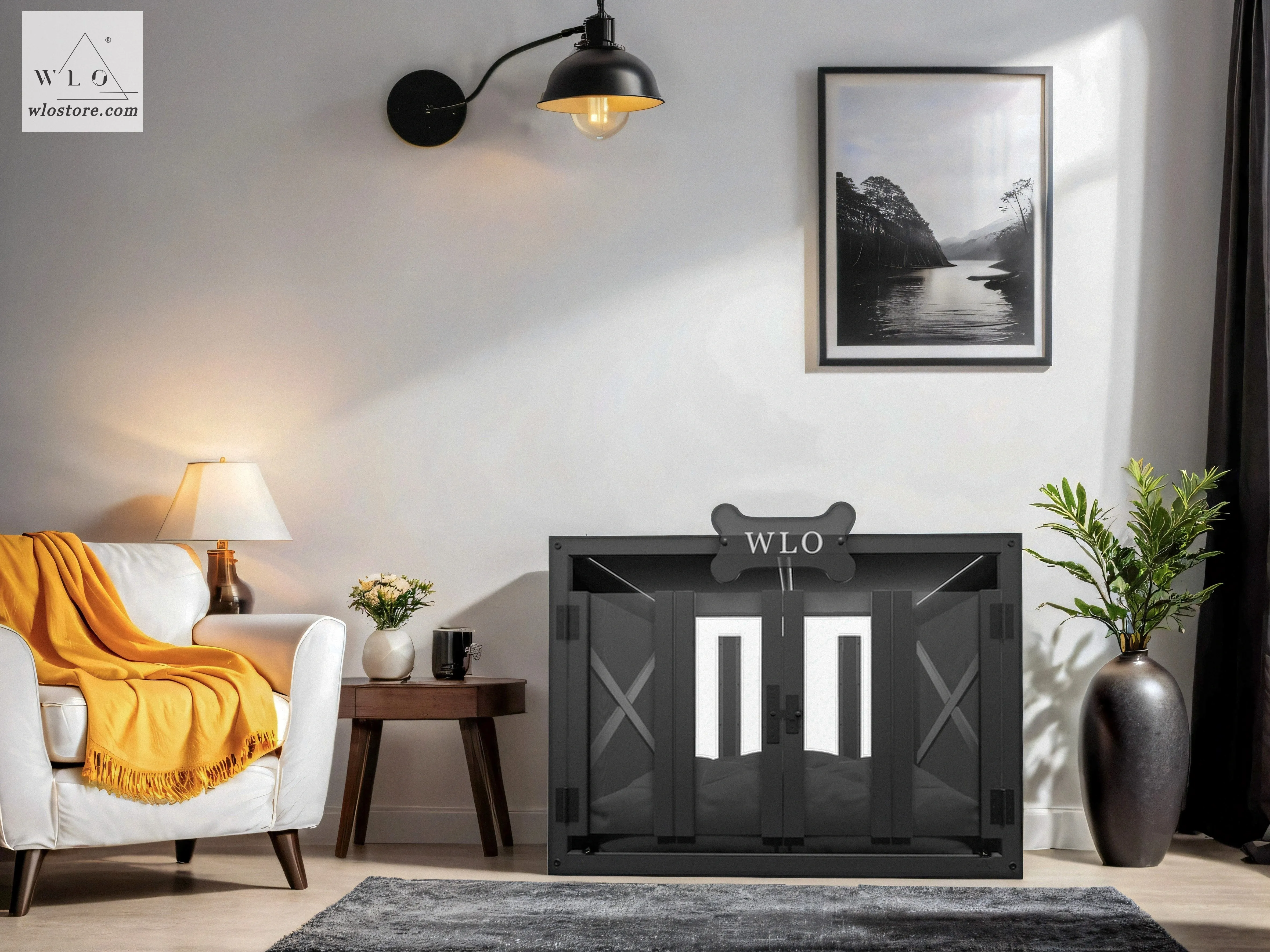 WLO® Black Pueblo Modern Dog House