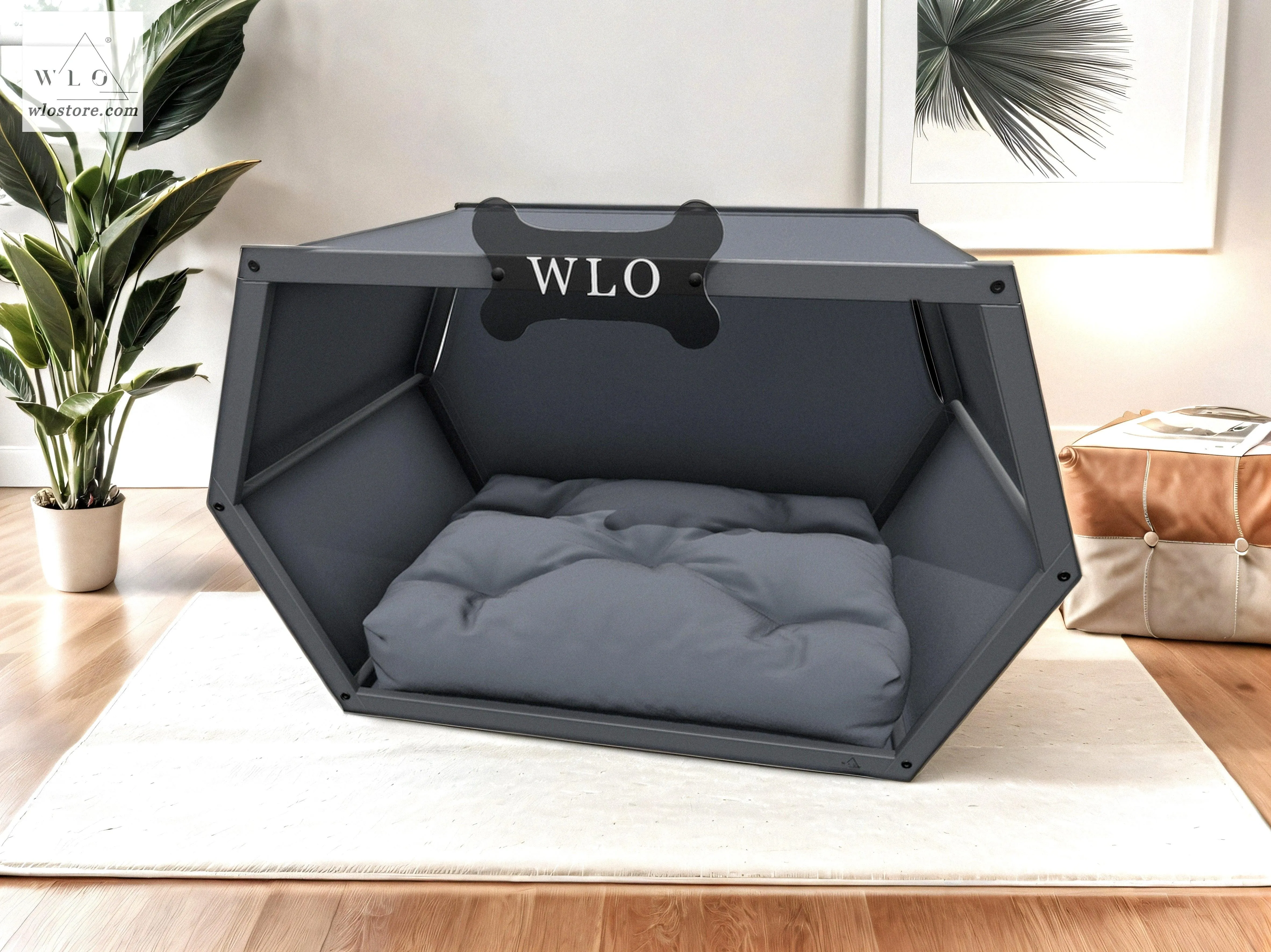 WLO® Gray Hexxon Modern Dog House