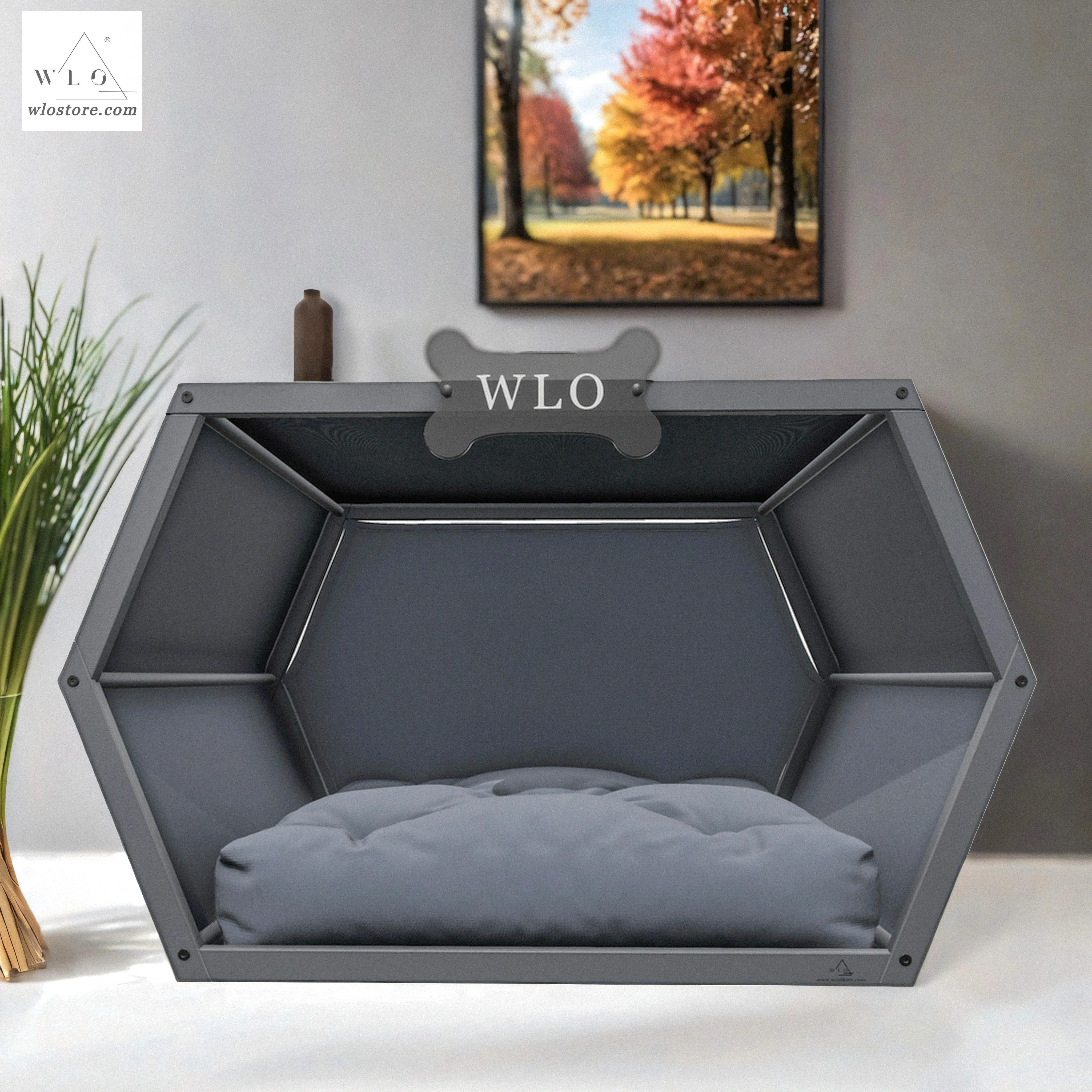 WLO® Gray Hexxon Modern Dog House