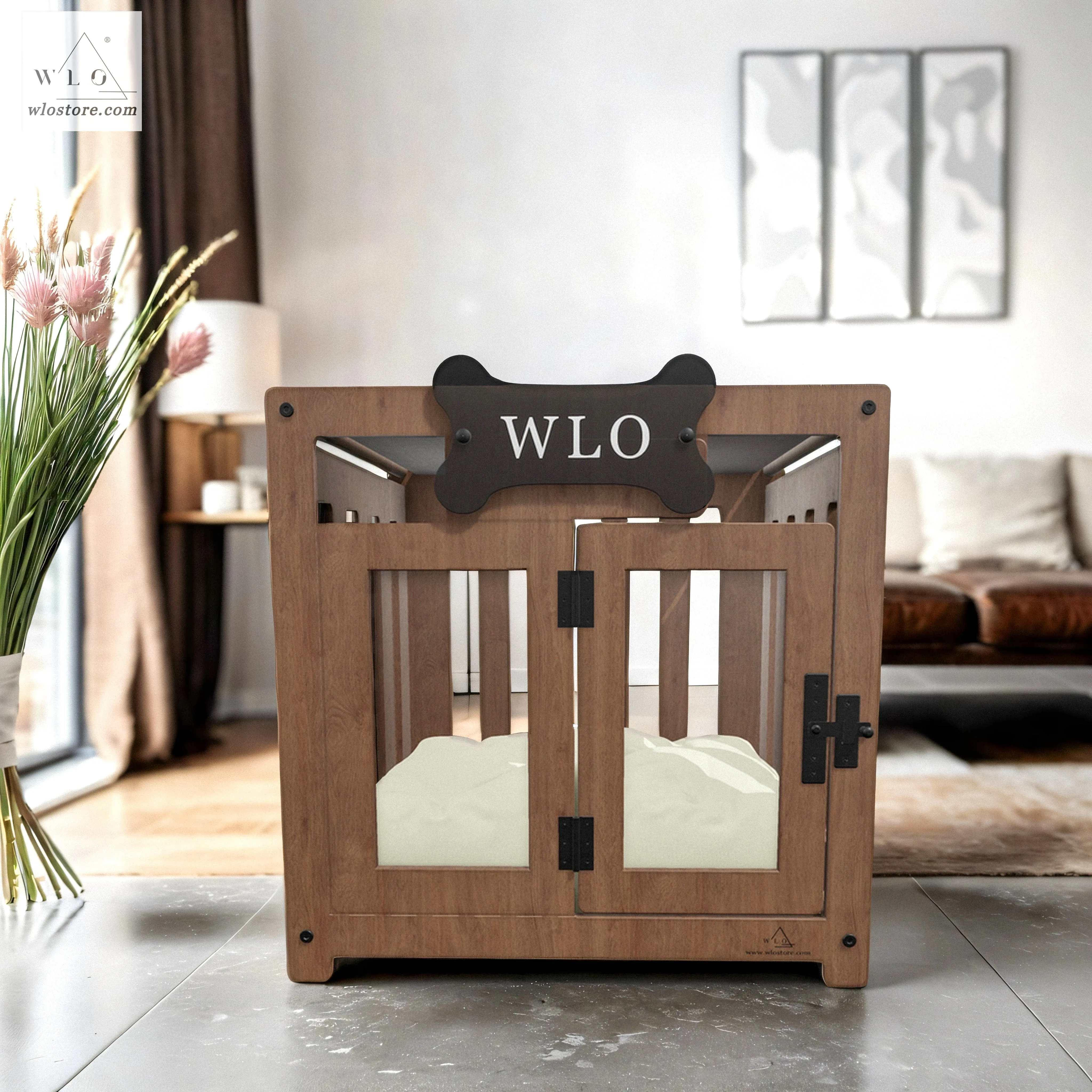 WLO® Walnut Pueblo Modern Dog Crate