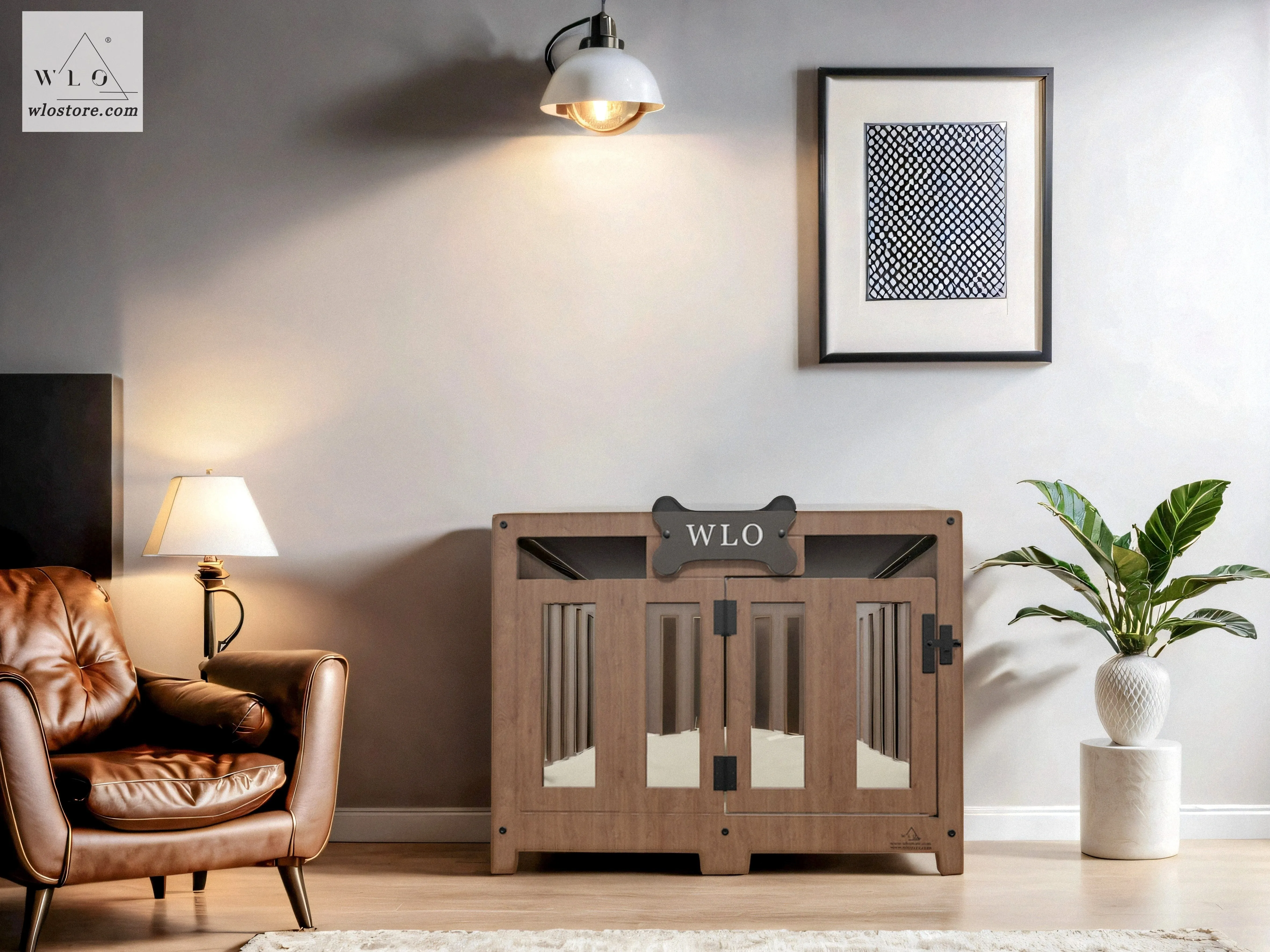 WLO® Walnut Pueblo Modern Dog Crate