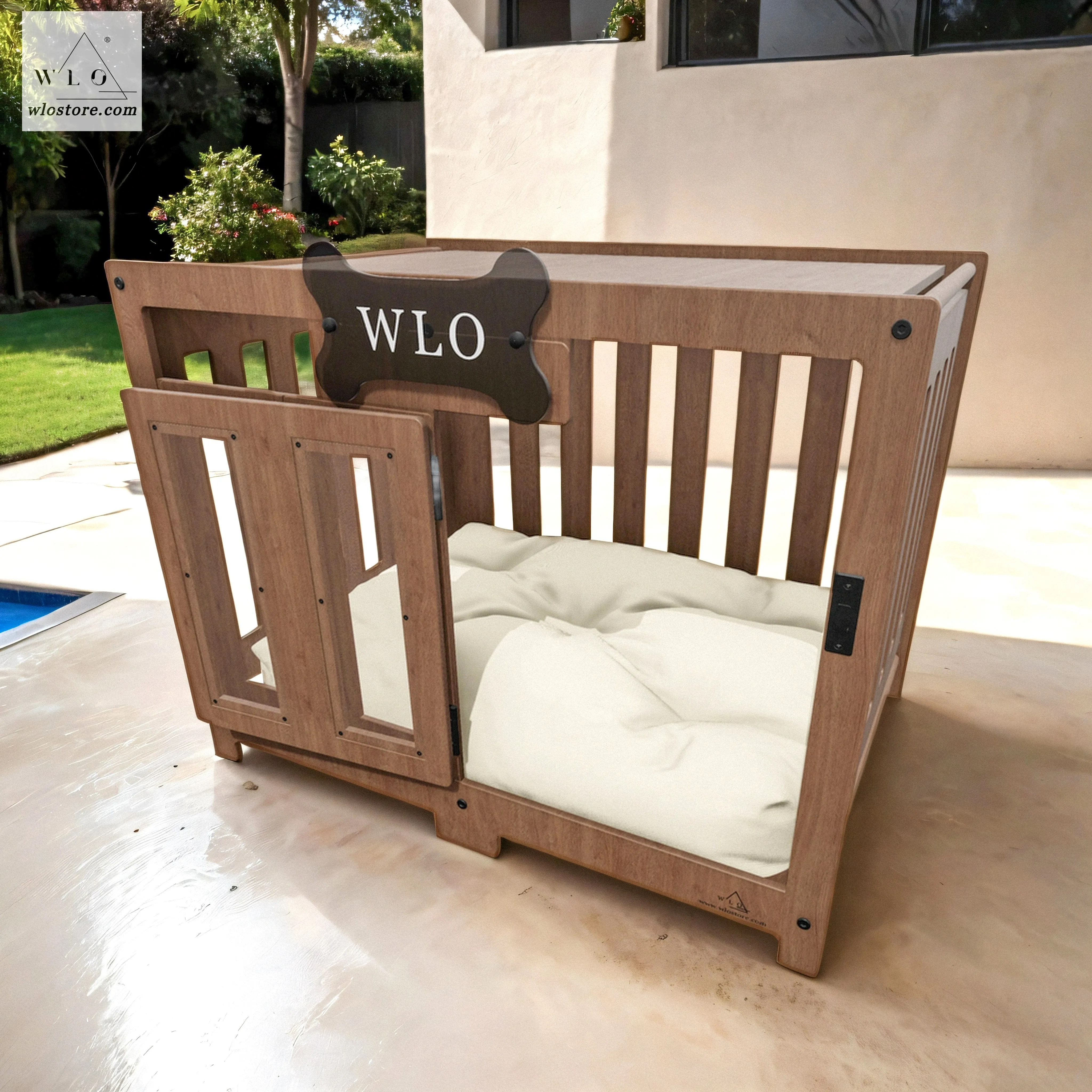 WLO® Walnut Pueblo Modern Dog Crate