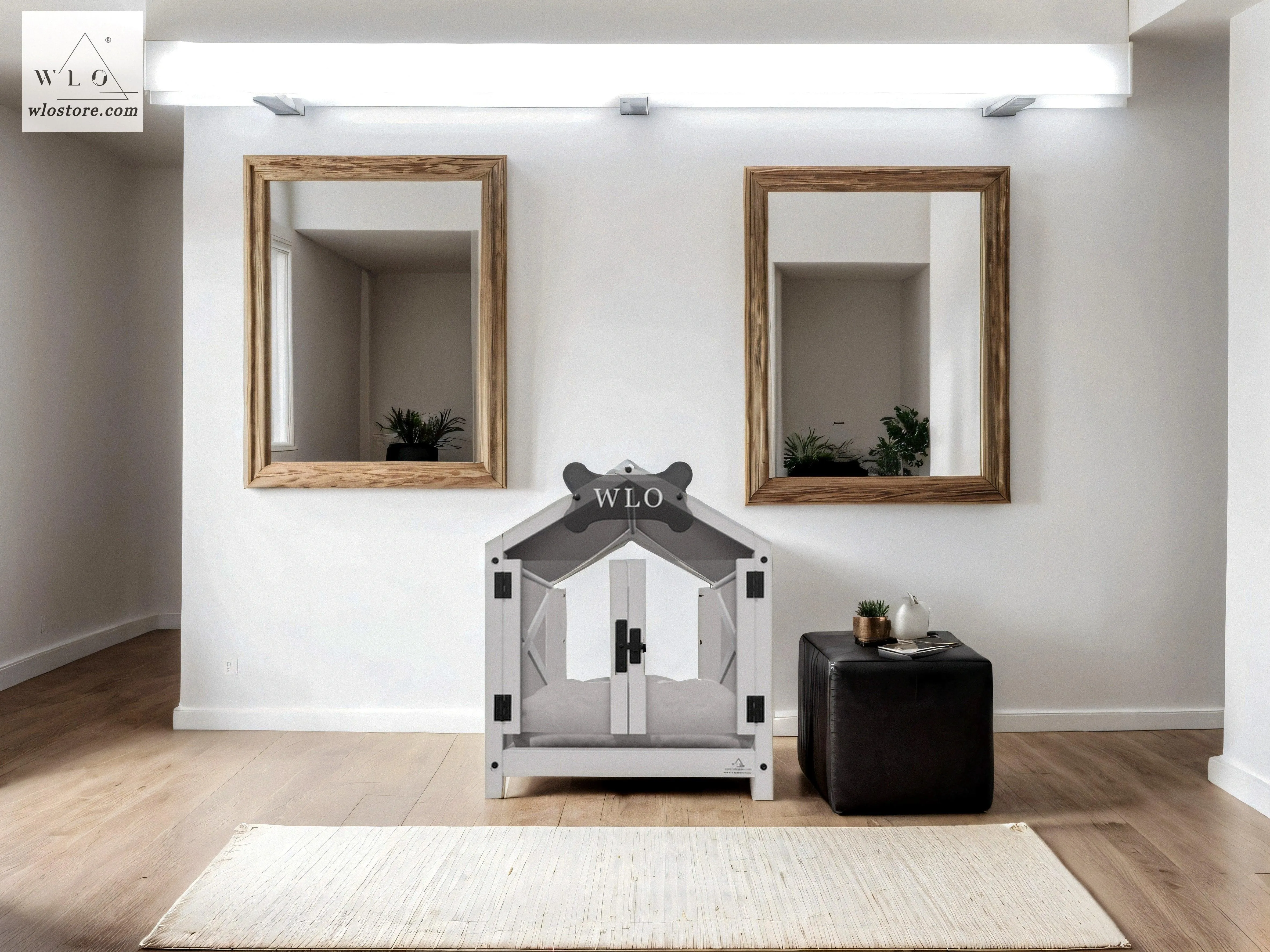 WLO® White Gabled Elevated Modern Dog House