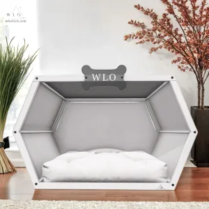 WLO® White Hexxon Modern Dog House