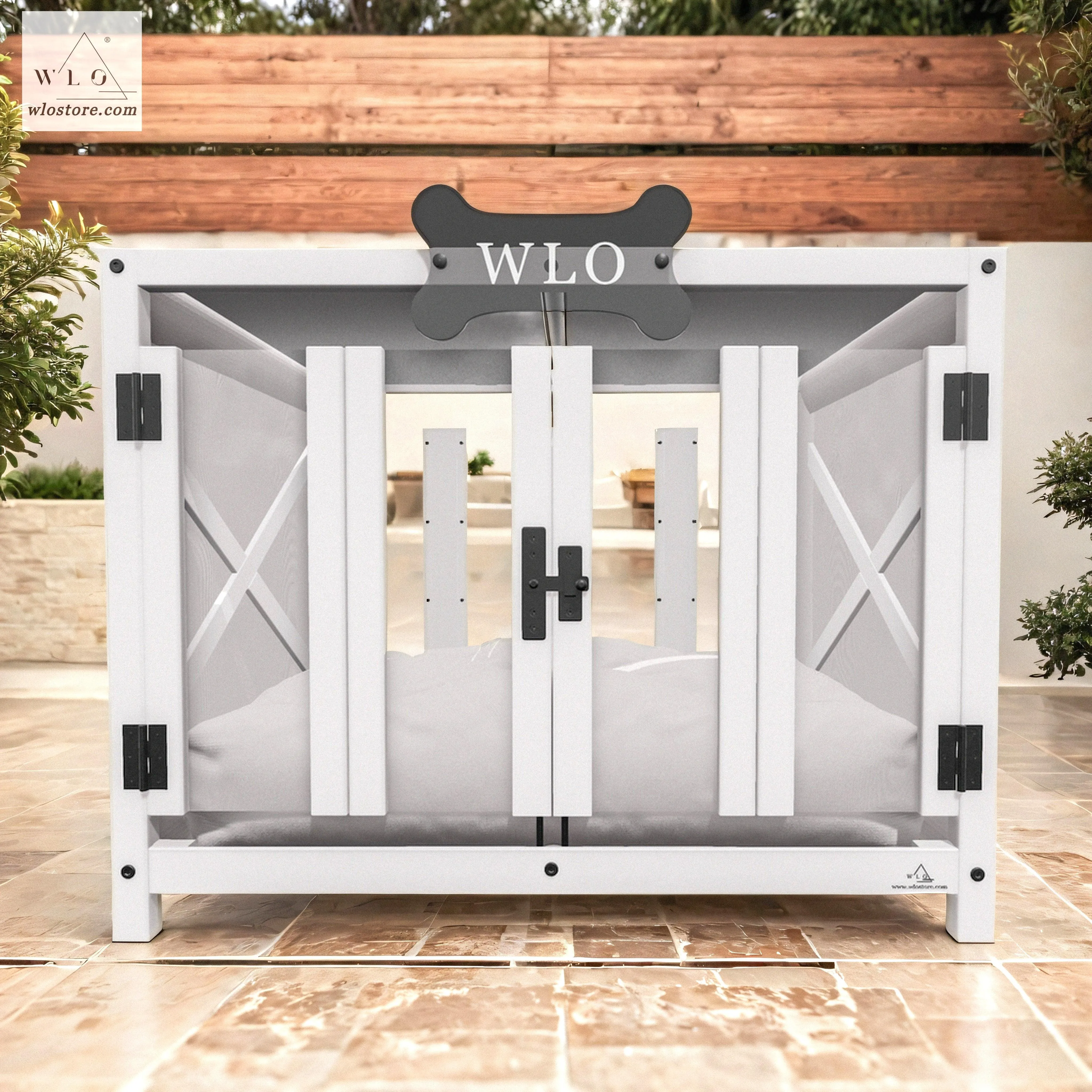 WLO® White Pueblo Elevated Modern Dog House