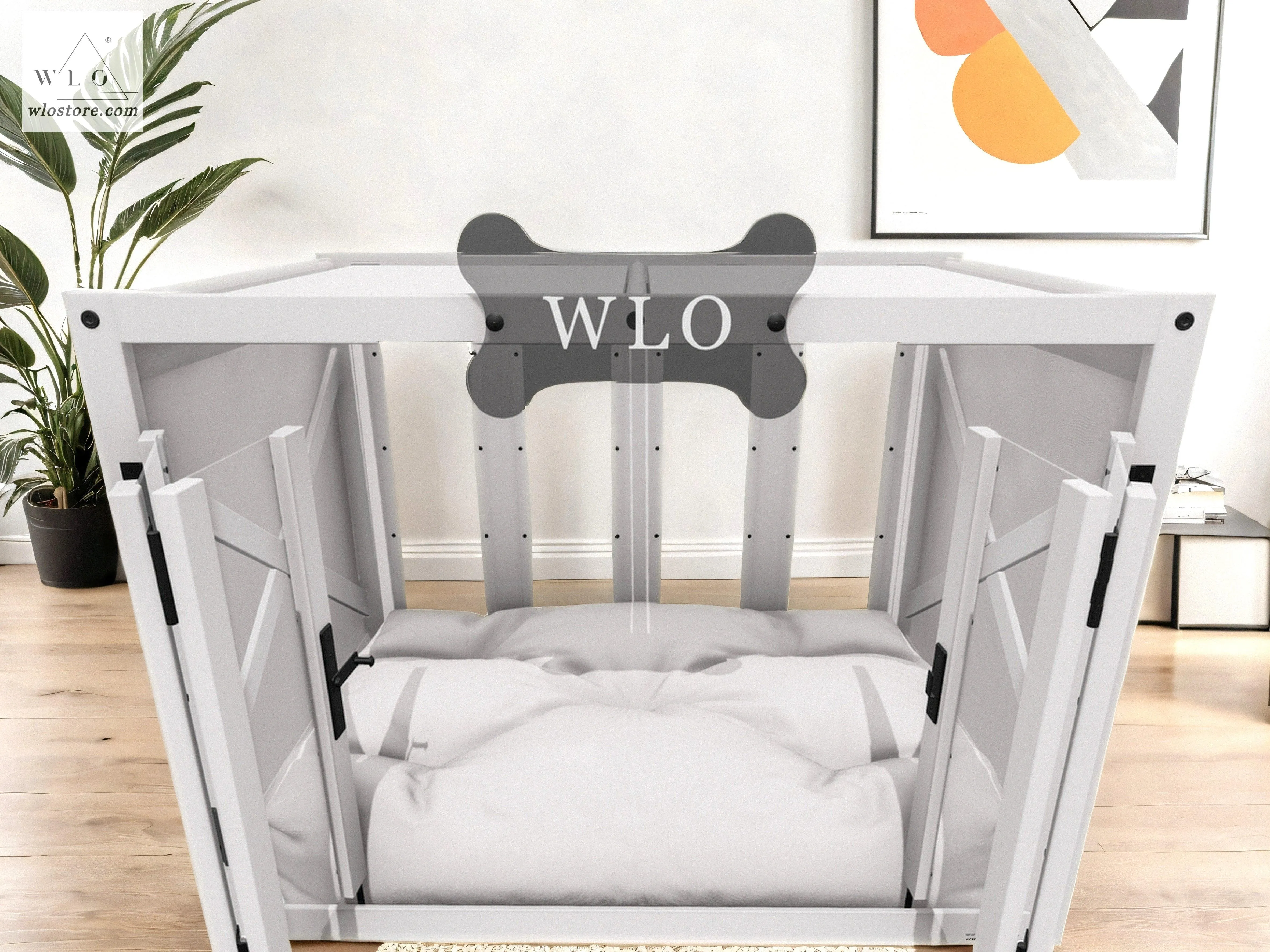 WLO® White Pueblo Elevated Modern Dog House