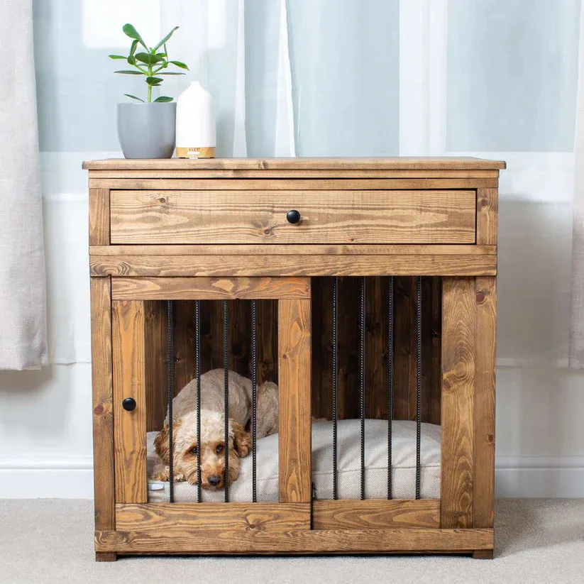 Wooden Sliding Door Broadsand Dog Crate with Drawer